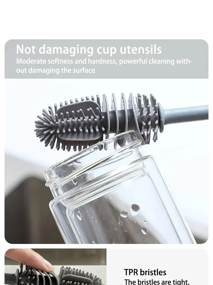 Bottle Brush Insulation Cup Washing No Deadend Long Handled Silicone Cleaning Brush Household Multifunctional Cleaning Tools