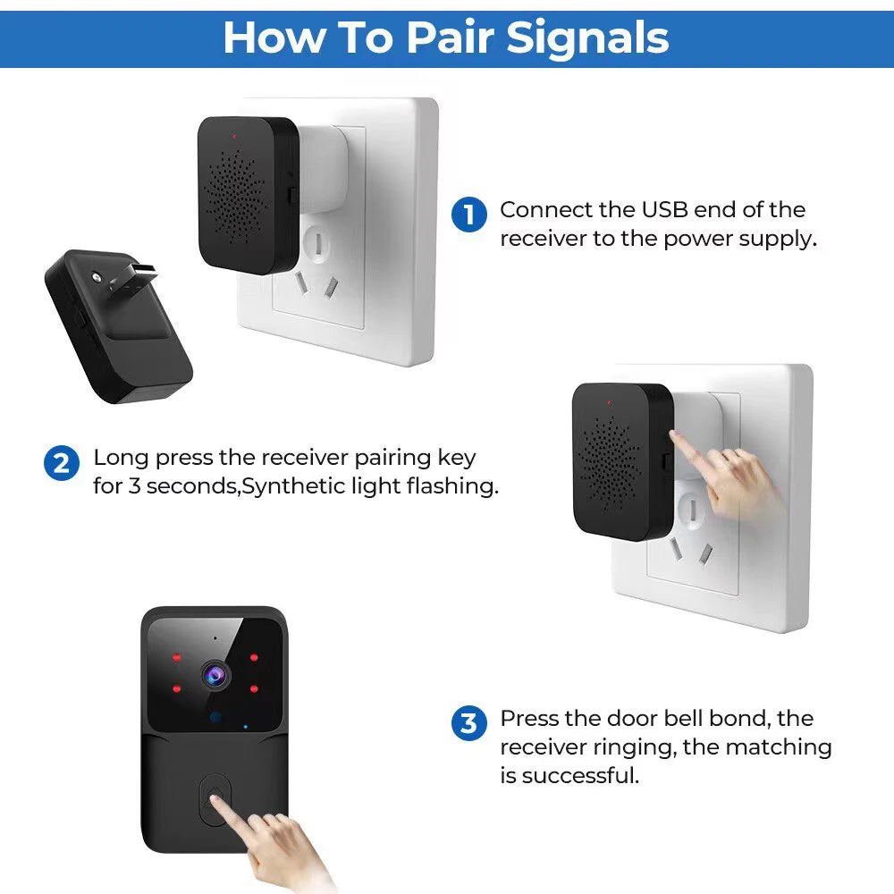 HD WiFi Video Doorbell Low Power Rechargeable Night Vision Smart Security Door Bell 1‑to‑1 Home Intercom - Shoppiline