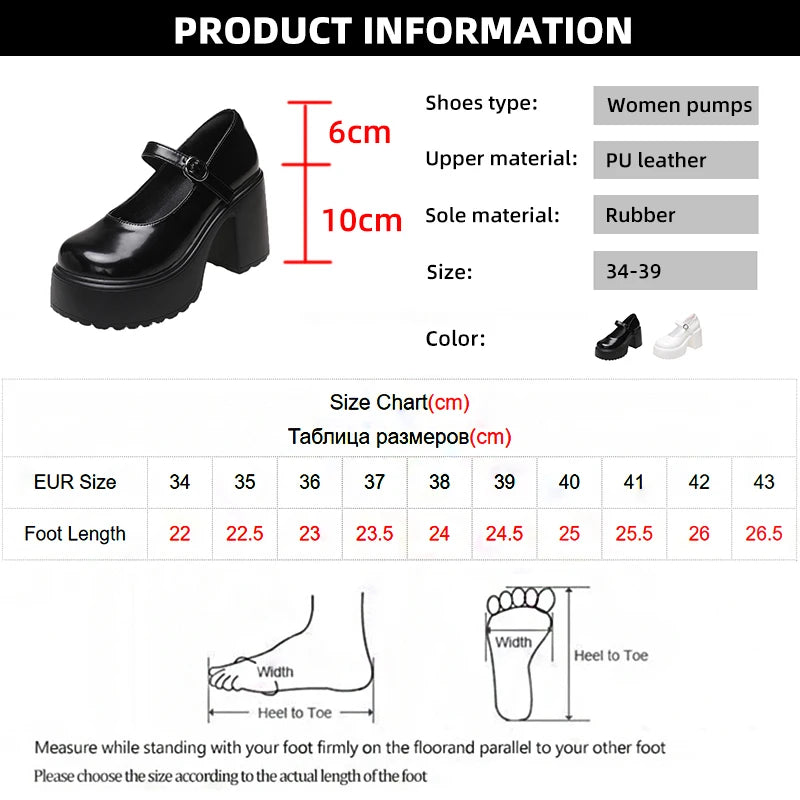Schwarze Super High Heels Mary Jane Schuhe Damen 2026 Goth Chunky Plateaupumps Damen Übergröße Knöchelschnalle Party Lolita Schuhe 42