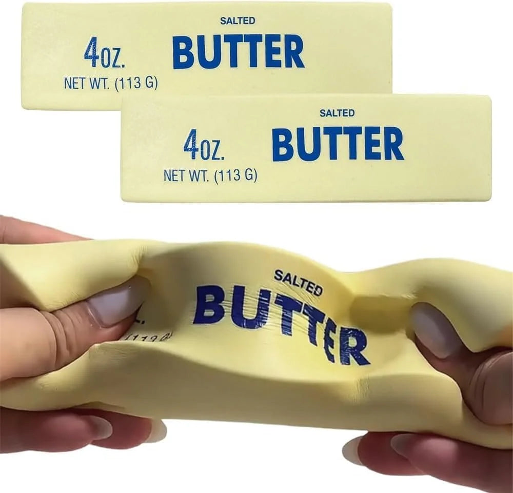Slow Rebound Realistic Butter Stick Squeeze Stress Balls 2026 New Upgraded Wet Slow Rebound Soft Fidget Toys Cute Simulation Butter Shape Decompression Toy Effective Anxiety Relief Portable Pocket Play Toy Perfect Party Favor