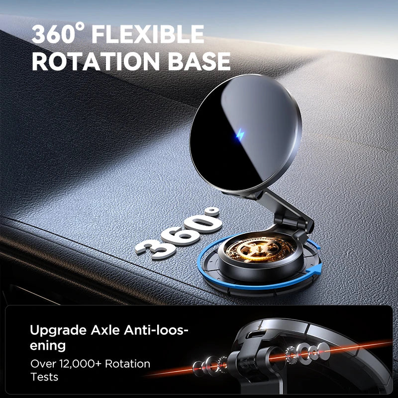 Joyroom Magnetic Car Mount N55 Strong Magnet 15W Wireless Charging 360° Rotation Foldable Phone Holder Fast Car Charger JR-ZS408 - Shoppiline