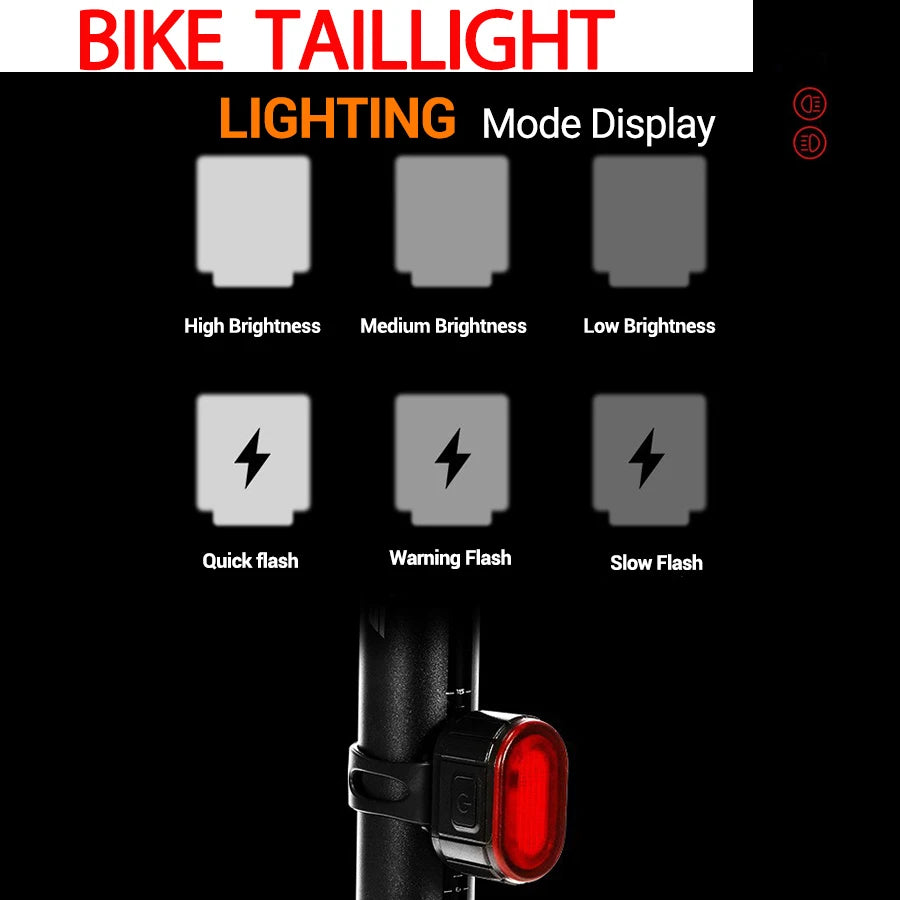 USB Rechargeable Bicycle Lights Bike Safety Warning Lamp Outdoor Waterproof Cycling Flashlight For Mountain And Road Bikes