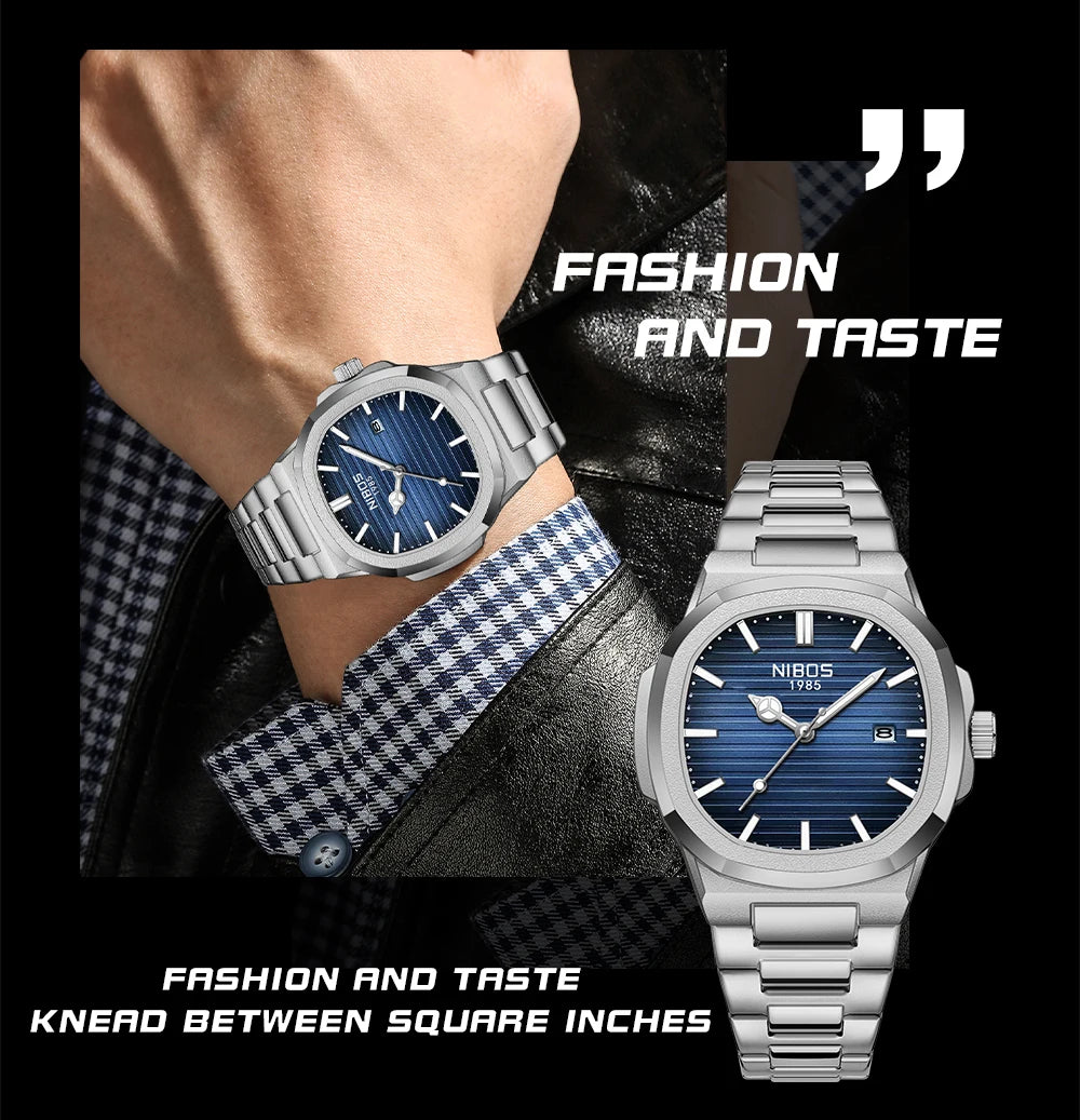 2026 NIBOSI Luxury Quartz Men Watches 30M Waterproof Auto Date Watch Man Stainless Steel Sport Chronograph Watch for Men Clock