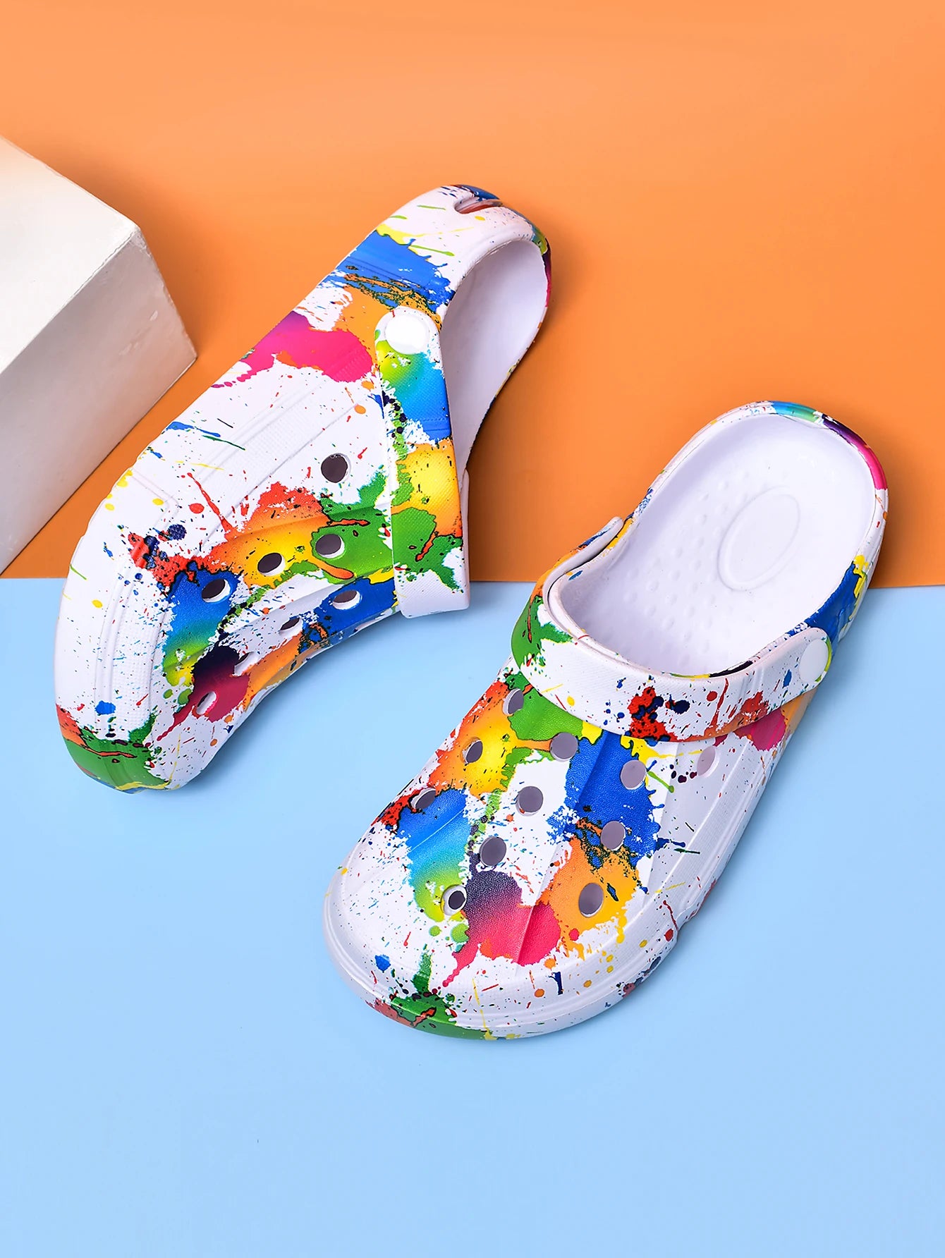 Couple Style Men's and Women's Clogs Sandals Slippers Inkjet Pattern Air Cushion Breathable Beach Sandals Outdoor Thick-Soled Mu