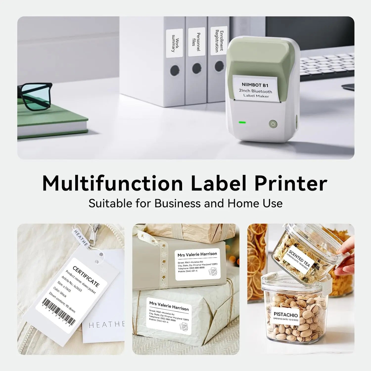 NIIMBOT B1 Portable Thermal Printer With Tapes 2 Inch Adhesive Label Machine Mini Bluetooth Sticker Maker Waterproof Labels Roll - Shoppiline