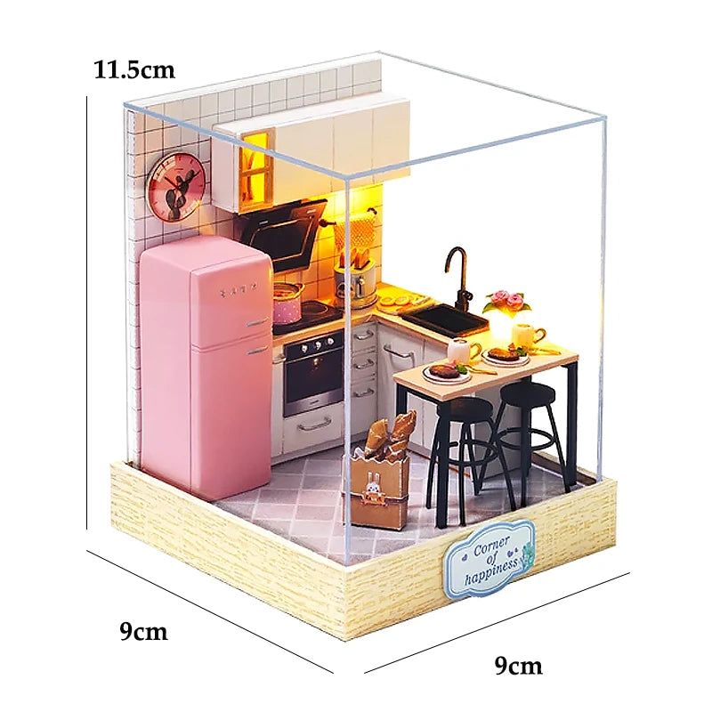 Kitten Mini Doll House 3D Puzzle Assembly Model Building Kit Creative Room Bedroom Decoration With Furniture Wooden Crafts Gifts - Shoppiline