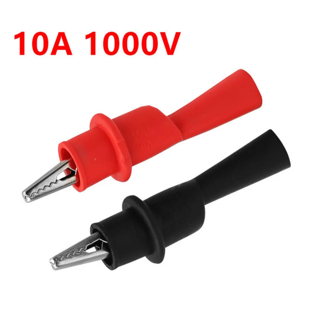 Multimeter Tester Accessories  2pcs Red and Black Wire Tip Clamps Rated AC/DC 10A 1000V for MultiMeter Tool