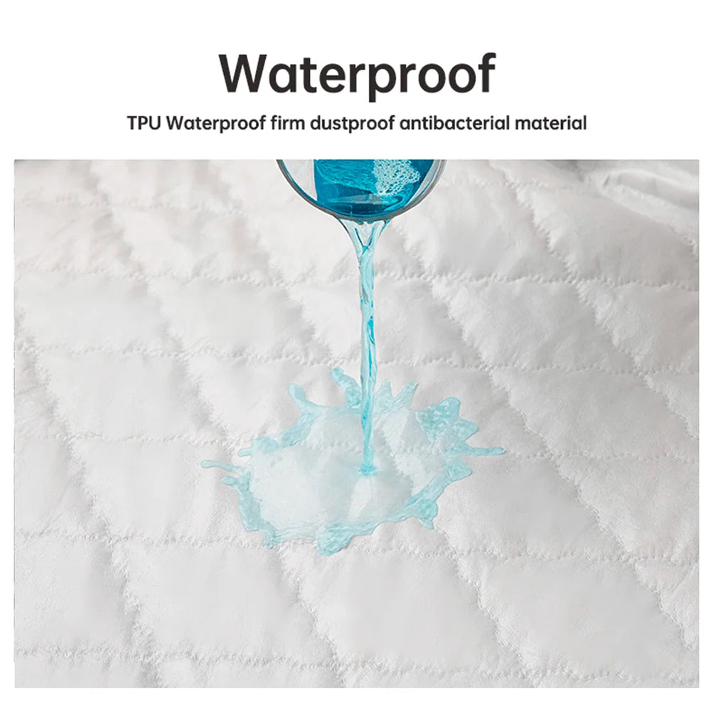Waterproof Throw Mattress Cover Bed Fitted Sheet Mattress Protector Single/Double/140/160 Muti Size  Gray/White - Shoppiline
