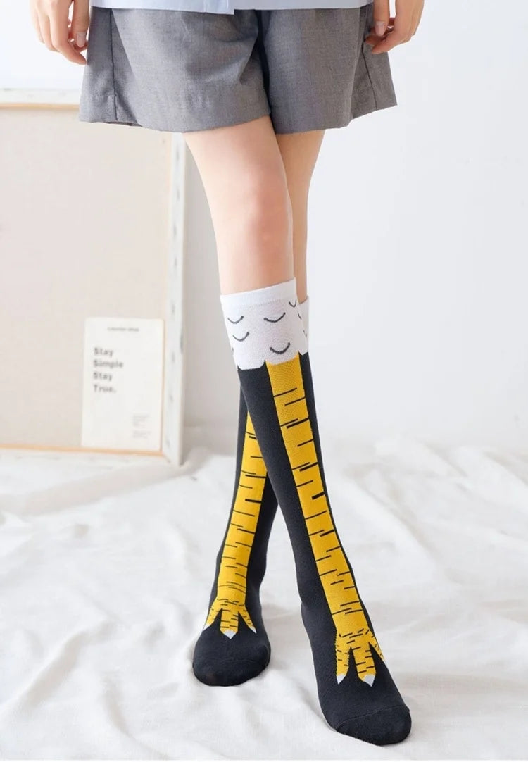 Men Funny 3D Chicken Socks Print Cartoon Cosplay High flexibility Thigh High Sock Fashion Thin Toe Feet