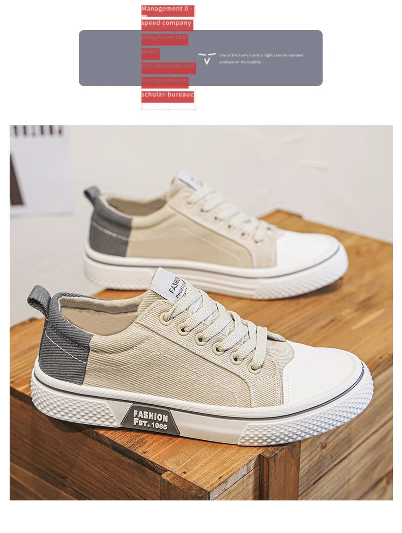 Canvas shoes four seasons men's casual shoes students flat shoes fashion soft-sole outdoor walking shoes youth Joker board shoes