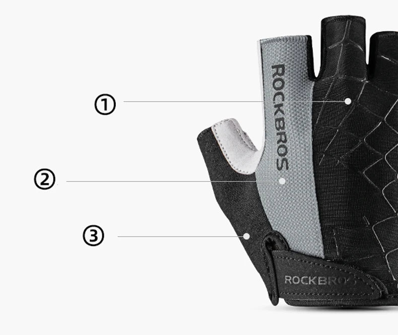 ROCKBROS Cycling Bike Gloves Half Finger Shockproof Breathable MTB Mountain Bicycle Sports Gloves Men Women Cycling Equipment - Shoppiline