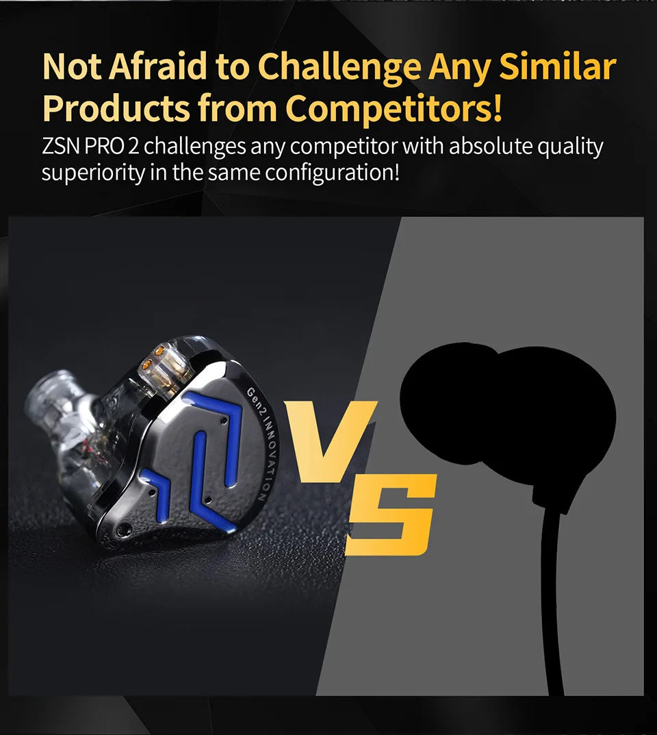 Écouteurs intra-auriculaires hybrides KZ ZSN Pro 2 1BA+1DD en métal HIFI Bass Casque de surveillance Écouteurs de sport à réduction de bruit