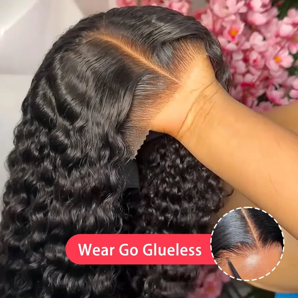 13x6 HD Lace Loose Deep Wave Frontal Perücken 42 Zoll Deep Curly Lace Front Echthaarperücken Vorgezupfte Klebefreie Perücke Echthaar