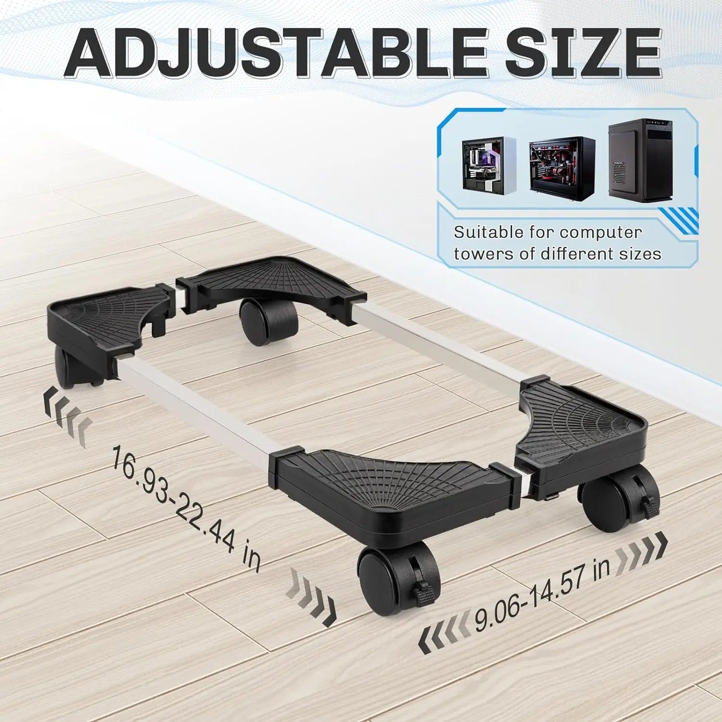 Adjustable Mobile PC Tower Stand with Wheels under Desk CPU Holder Adjustable Stable Mobile Computer Host Stand for Home Office - Shoppiline