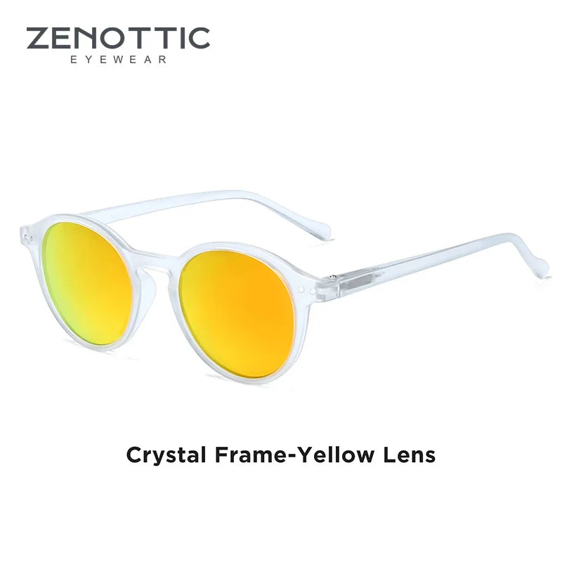 ZENOTTIC Lunettes de Soleil Rétro Polarisées 2023 2024 Hommes Femmes Vintage Petite Monture Ronde Lunettes de Soleil Verres Polarisés UV400 Nuance