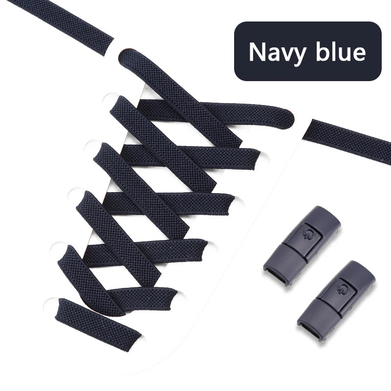 Colorful Press Lock Shoelaces without ties Elastic Laces Sneaker 8MM Widened Flats No Tie Shoe laces Kids Adult Shoelace Shoes