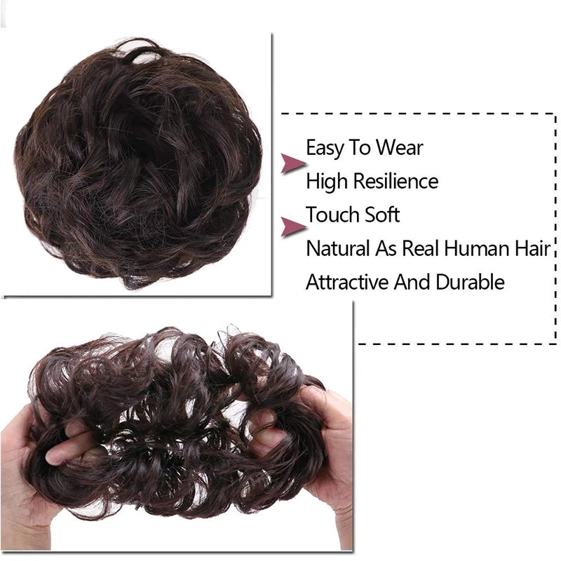 Synthetic Messy Bun Chignon Donut Hair Pad Elastic Hair Rope Rubber Band Black Brown Blonde Hairpiece for Women