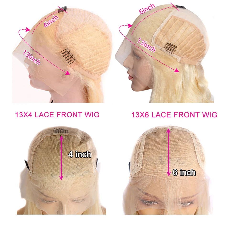 Blonde 613 13x6 Lace Frontal Wigs HD 613 Lace Front Human Hair Wigs For Women 40 Inch Long Straight Human Hair Wigs Can Be Dyed