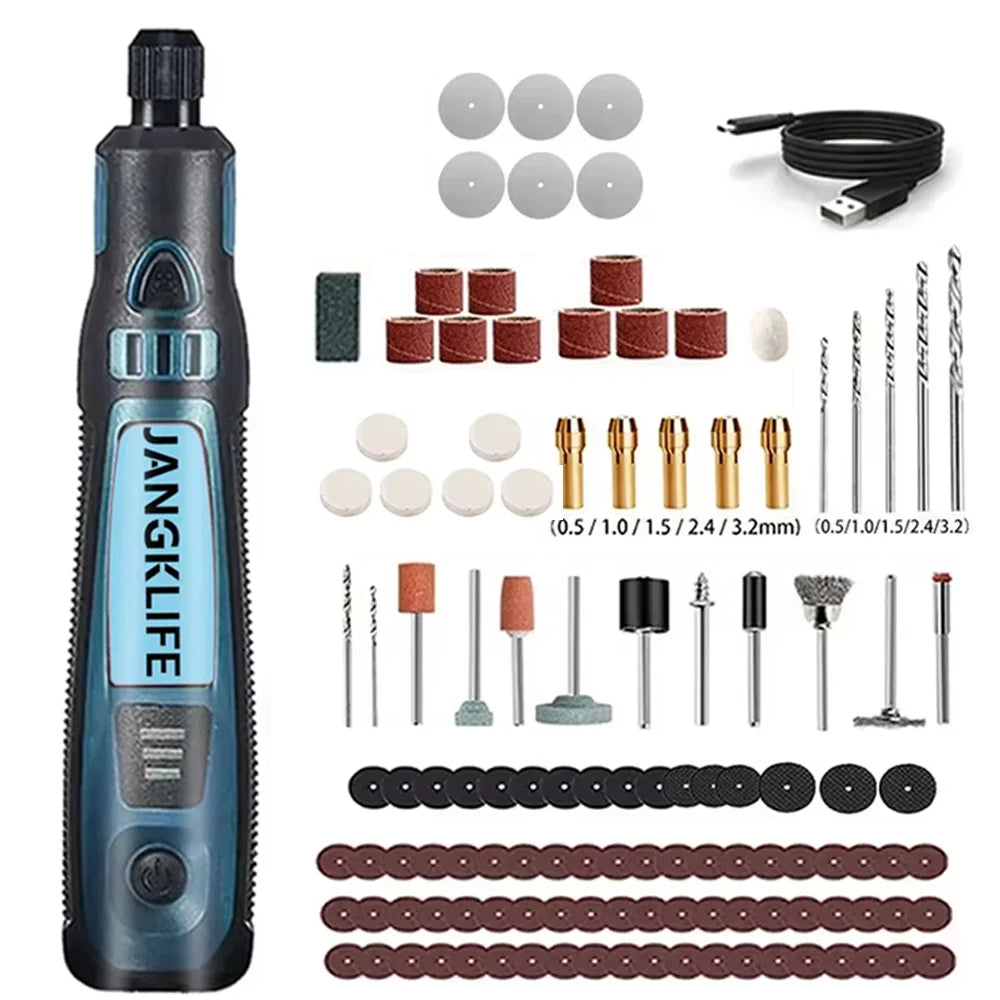 JANGKLIFE USB Cordless Rotary Tool Kit Woodworking Engraving Pen DIY For Jewelry Metal Glass Mini Wireless Drill - Shoppiline