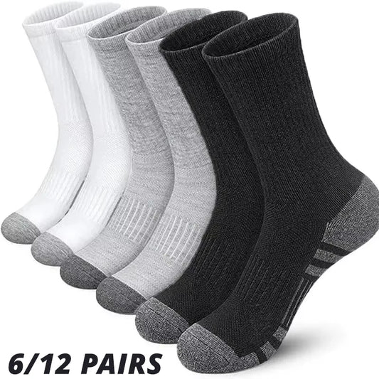 6/12 paires de chaussettes de sport pour hommes, de haute qualité, confortables, antidérapantes, pour le football, grande taille, nouveau style