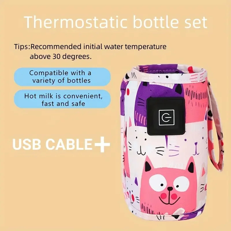 USB-Milch- und Wasserwärmer, isolierte Kinderwagentasche für unterwegs, Babyflaschenwärmer, tragbarer Flaschenwärmer, Weihnachten, Halloween