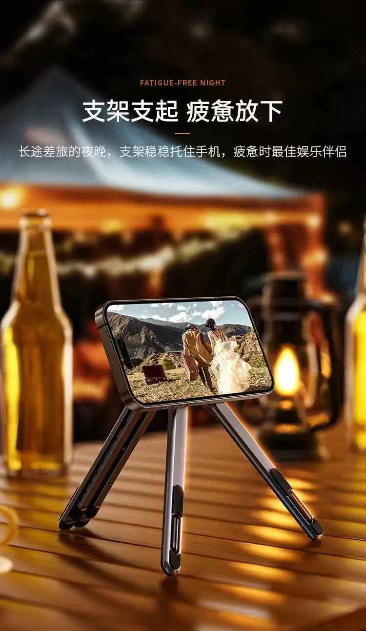 Aluminum Alloy Metal Multifunctional Mobile Phone Stand, Tablet and Laptop Desktop Stand, Foldable, Rotating, Portable, Magnetic