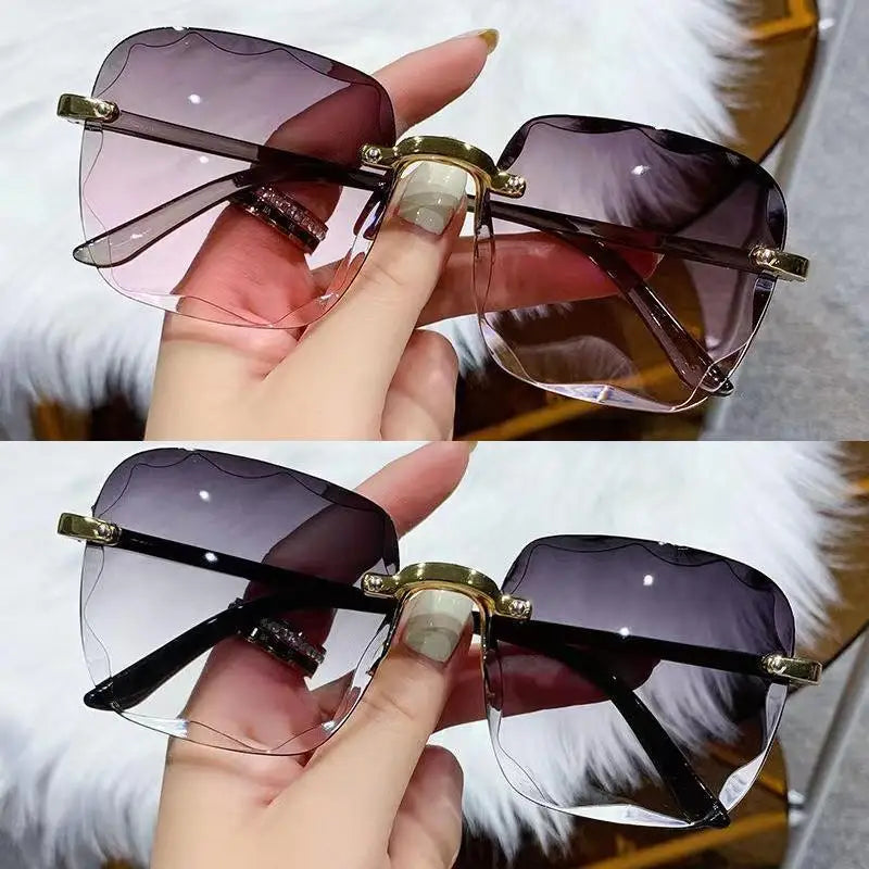 Frameless Sunglasses Y2K Gradient Fashion Korean Hip Pop Anti Ultraviolet Elegant Luxury Outdoor Travel Eyewear Women Unisex
