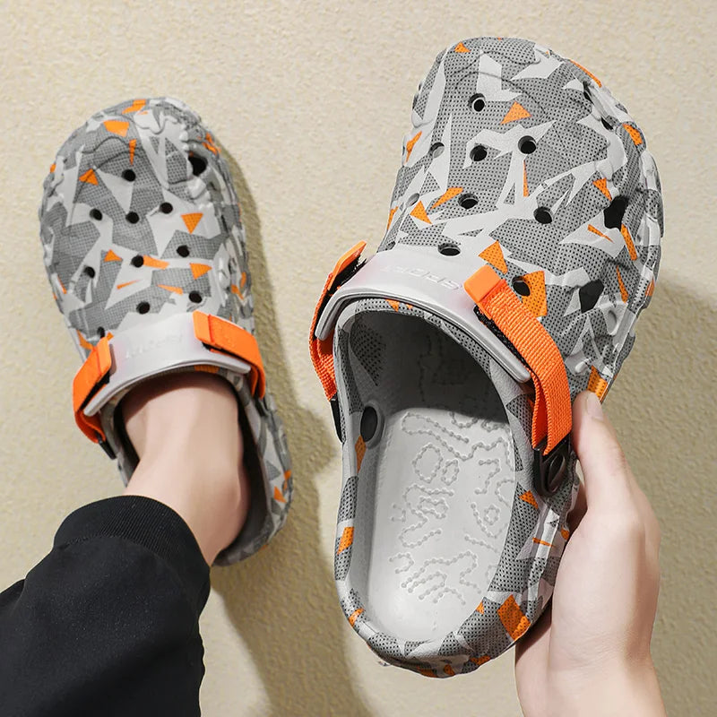 New Men's Clogs Slippers Sandal Male Garden Shoes Flat Camouflage Sandals Male Sneakers Outdoor Flip Flops Home Clogs - Shoppiline