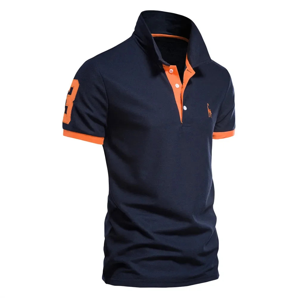 Dropshipping Polo Giraffe Hemd Herren Qualität Stickerei Sommer Kurzarm Polo Casual Business Social Herren Poloshirts BR Größe