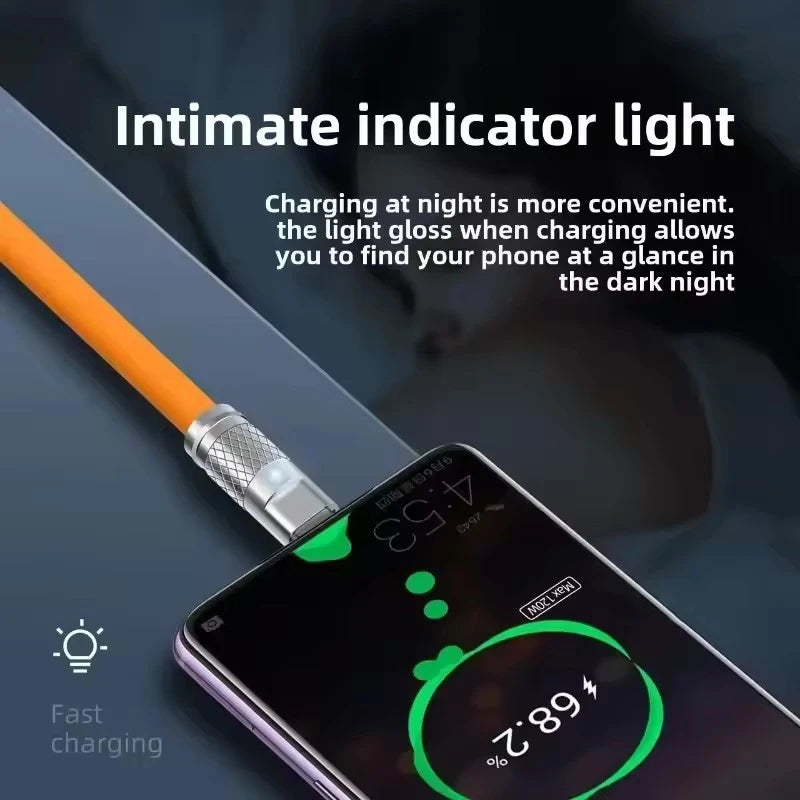 120W 6A Cable  Super Fast Charge PD Type C Liquid Silicone Cable 1M 1.5M 2M Cable C To C Quick Charger Cable for Xiaomi iPhone