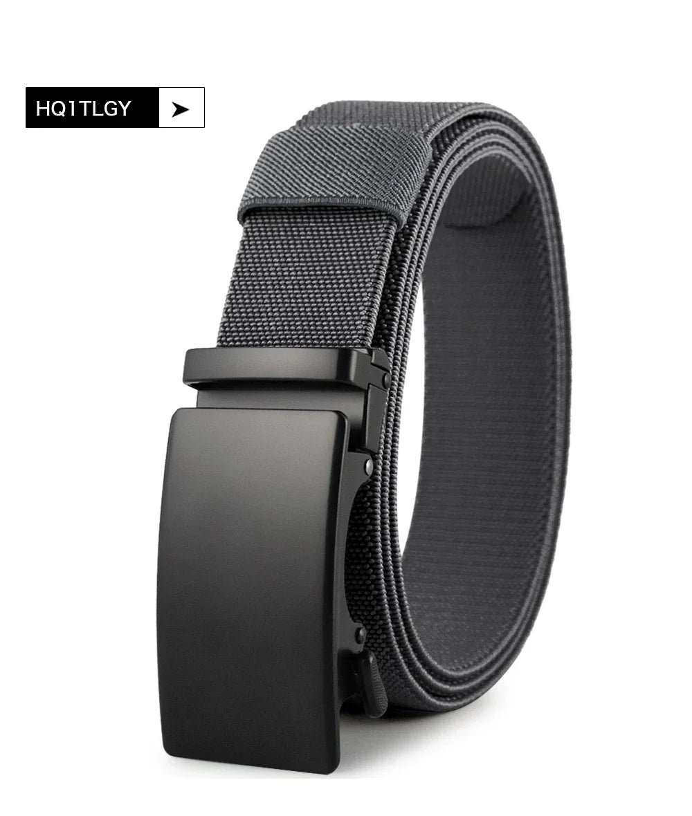 Nouvelle ceinture élastique de sport de golf, ceinture tactique, boucle automatique en métal, ceinture militaire en nylon extensible résistante pour hommes, grandes tailles 115-150CM