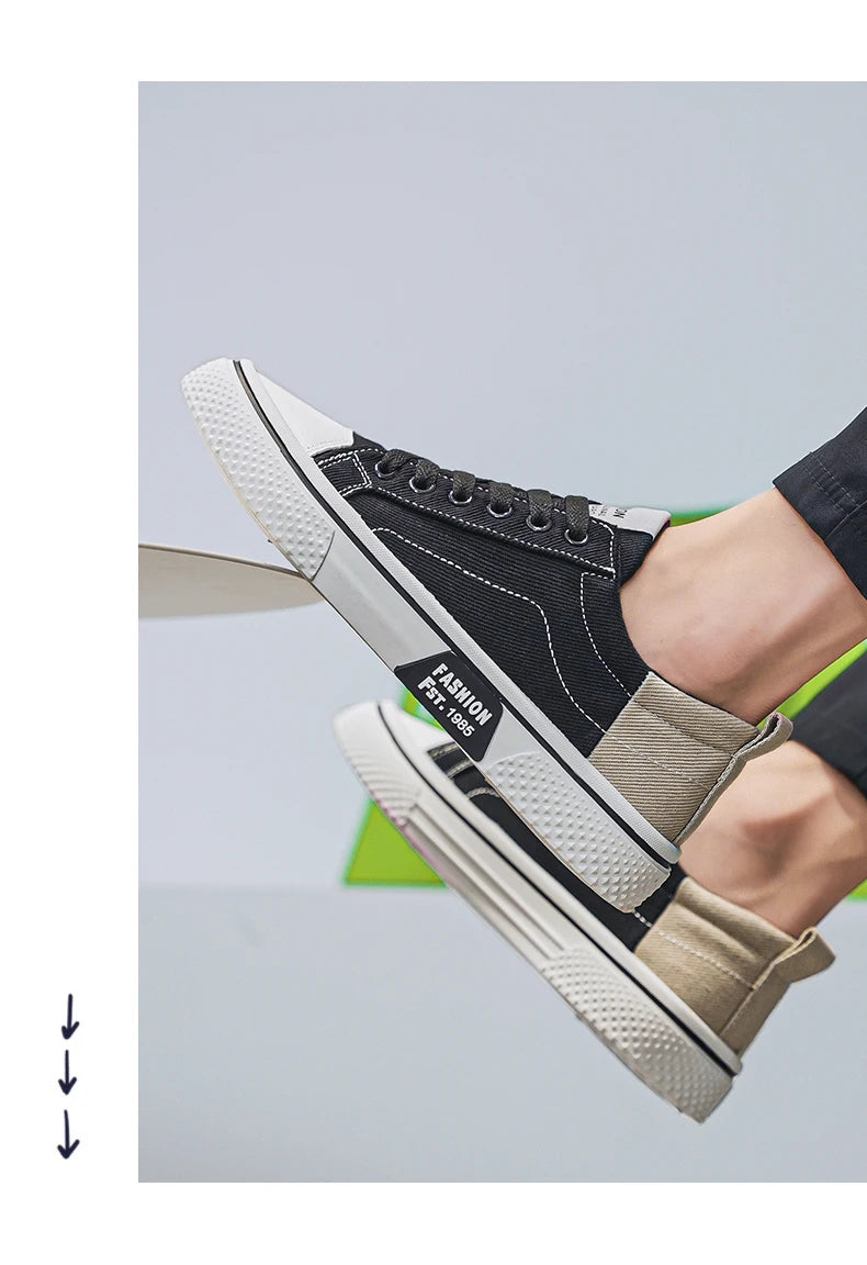 Canvas shoes four seasons men's casual shoes students flat shoes fashion soft-sole outdoor walking shoes youth Joker board shoes