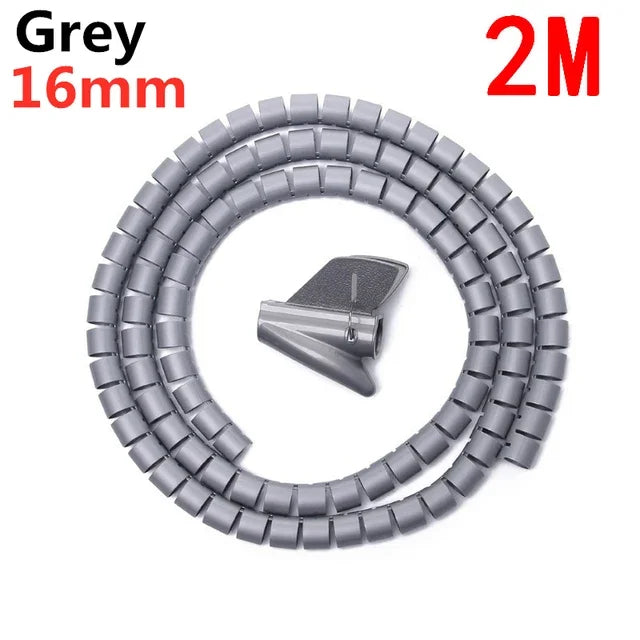 1/2M Organisateur de câbles flexible en spirale Serre-câbles Rangement Tuyau Protection de cordon Gestion des câbles Enrouleur de câbles de bureau Rangement d'accessoires Outils
