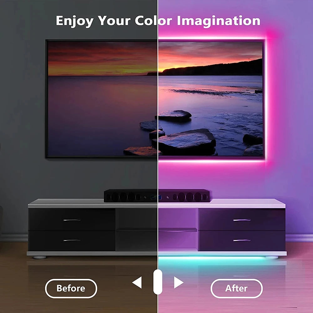 5V LED-Streifen USB RGB 5050 LED-Lichtband Musik-Synchronisation App-Steuerung Luces Led Flexible Lampe für Raumdekoration TV-Hintergrundbeleuchtung