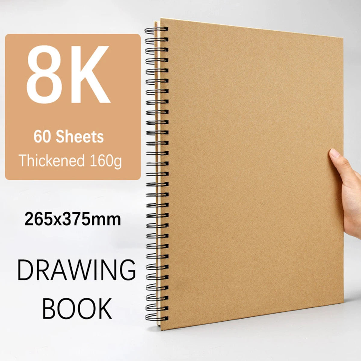 Art Sketchbook 160gsm 30 Sheets/60 Pages Drawing Watercolor Spiral Notebook For Sketching