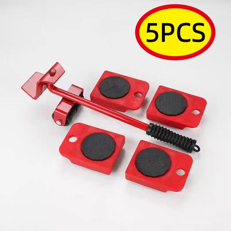 5PCS/set Furniture Mover Tool Set Heavy Stuffs Moving Roller With Bar Furniture Mover Lifter With Wheel Professional Moving Tool
