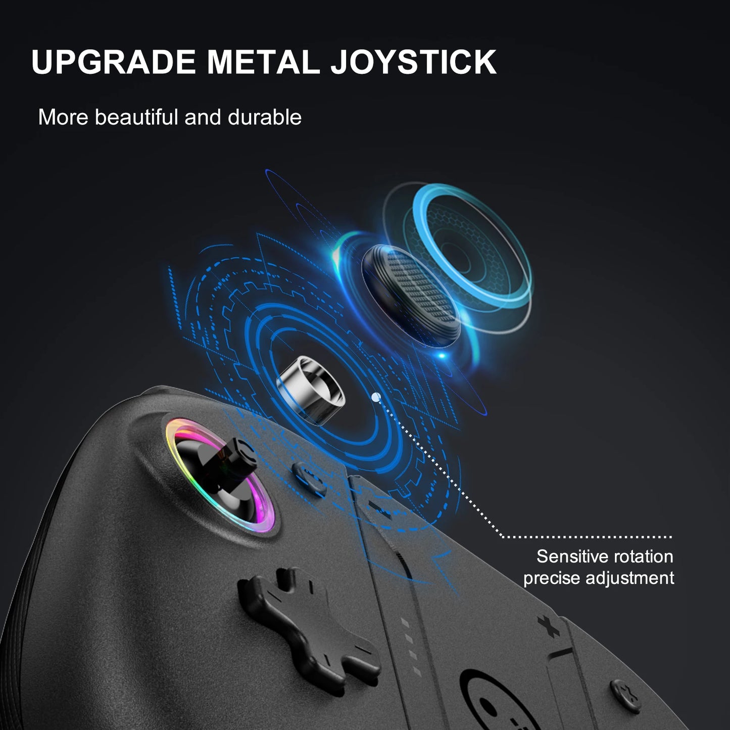 Manette sans fil LinYuvo KS37 Meteor Light pour Switch/Switch OLED, avec fonctions programmables, gyroscope 6 axes, Turbo et vibration
