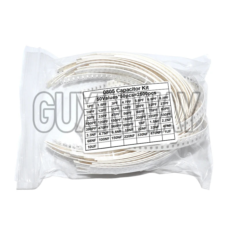 2500pcs 0402 0603 0805 SMD Ceramic Capacitor Assorted Kit 50Values 1pF - 10uF 100PF 10NF 100NF 0.47UF 1UF Chip Capacitance Set - Shoppiline