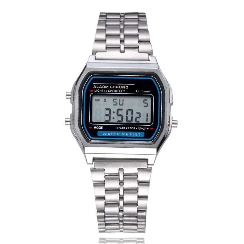Luxury LED Digital Men's Watch Stainless Steel Electronic Wristwatch Simple Business Gold Silver Reloj Hombre
