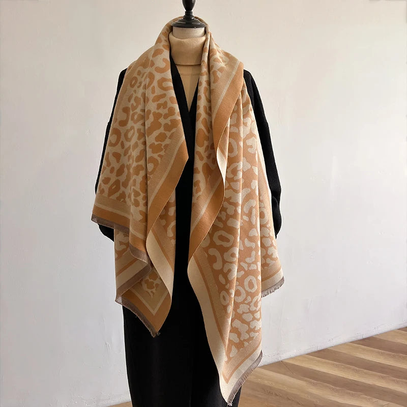 Clearance_New 2024 Women Scarf Luxury Autumn Winter  Warm Vintage Leopard print Scarve Pashmina Mujer Femme Foulard Bufanda_Cont