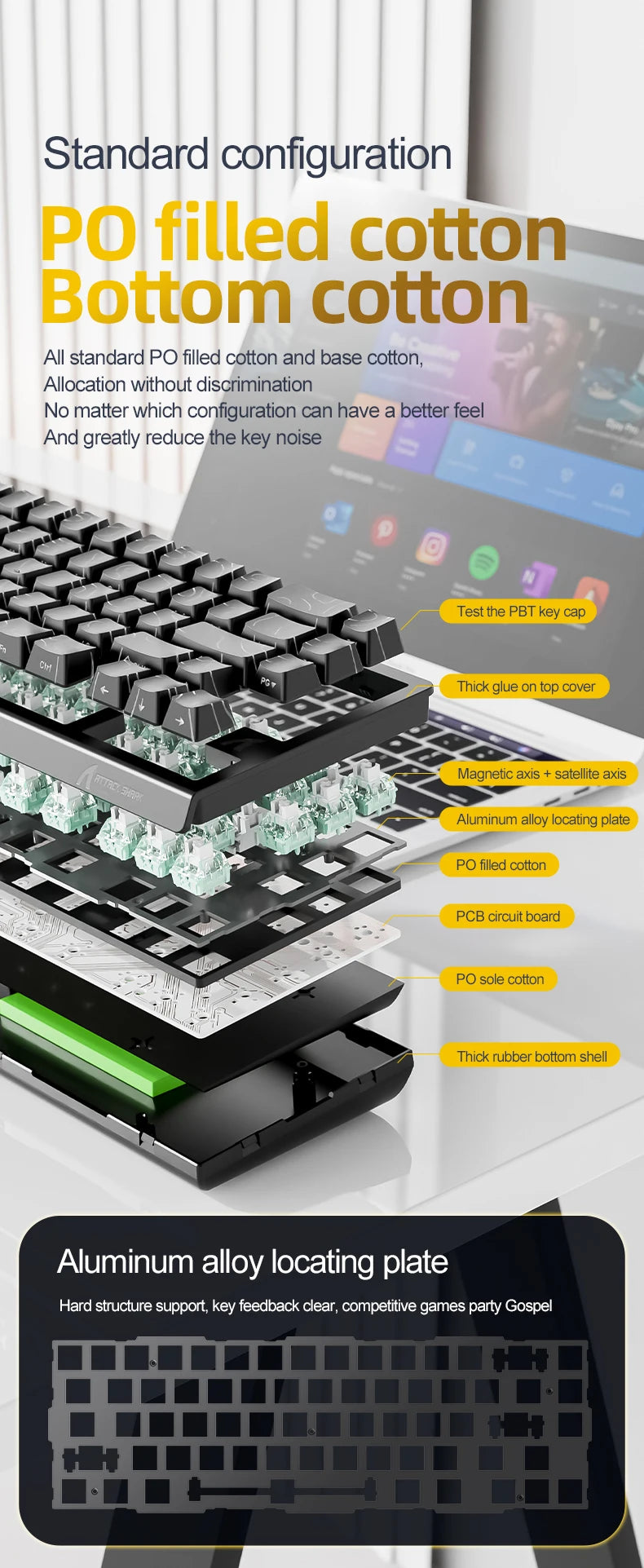 X68HE ATTACK SHARK X68PRO RGB Magnetic Mechanical Keyboard 0.01mm RT Accuracy 128K Rate 0.125ms and 8000Hz for E-sports