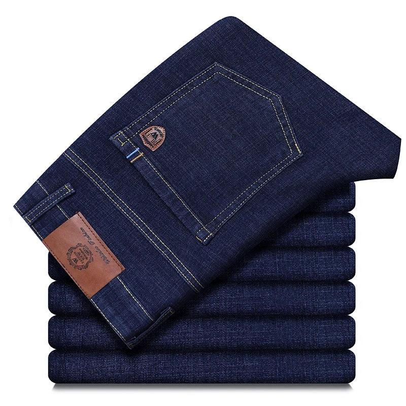 2026 New Style Business Men's Jeans Casual Straight Stretch Fashion Classic Blue Black Work Pant Denim Trousers Male Clothing