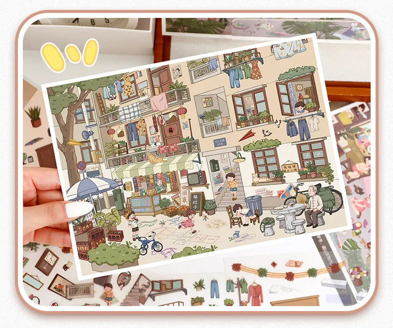 Kawaii convenience store 3D Childhood memories Landscape Sticker DIY Pocket Cabin Scene Halloweengifts