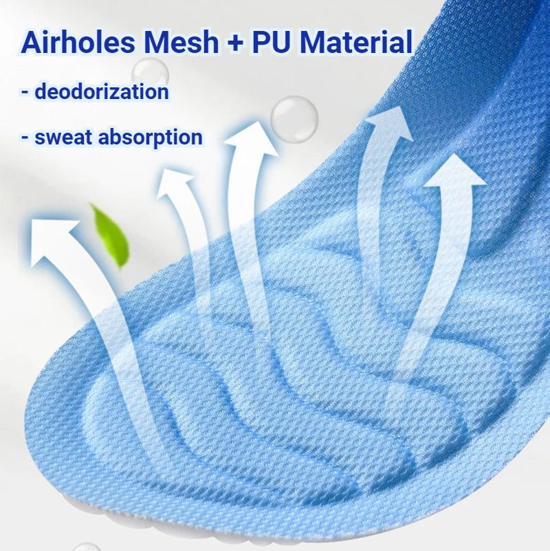 Latex Sport Insoles Soft High Elasticity Shoe Pads Breathable Shock Absorption Cushion Running Insert Men Women
