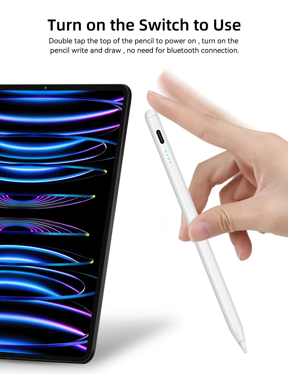 For iPad Pencil 2025 M3 Stylus Pen for Air 6 M2 Pro M4 M5 with Palm Rejection for iPad Pro 11 12.9 13 7/8/9/10/11th Mini5 6 7