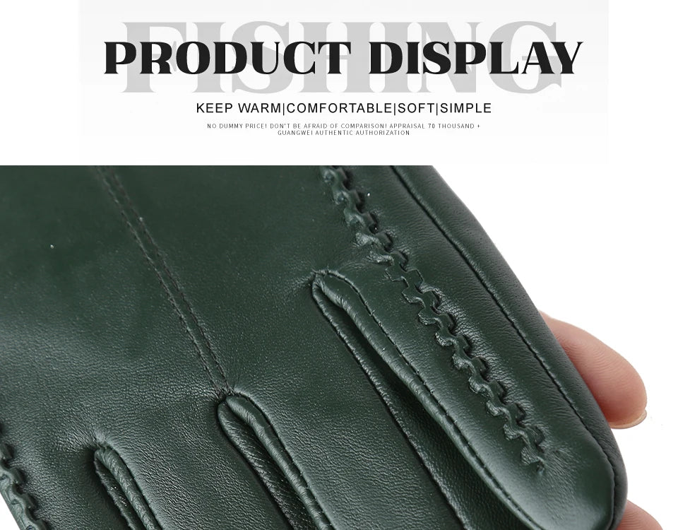 Women's sheepskin gloves winter warm plus velvet short thin touch screen driving color women's leather gloves good quality -2226