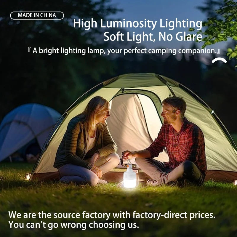 USB Rechargeable LED Bulb with Hook Portable Emergency Light for Outdoor Camping Fishing Hiking Security
