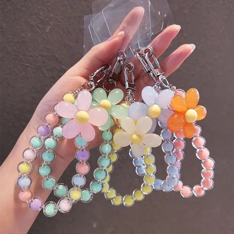 Handy Anti-Verlust Lanyard Schlüssel Kurz Handgelenk Anhänger Bunt Macaron Runde Perle Anhänger Damen Handkette Handy Lanyard