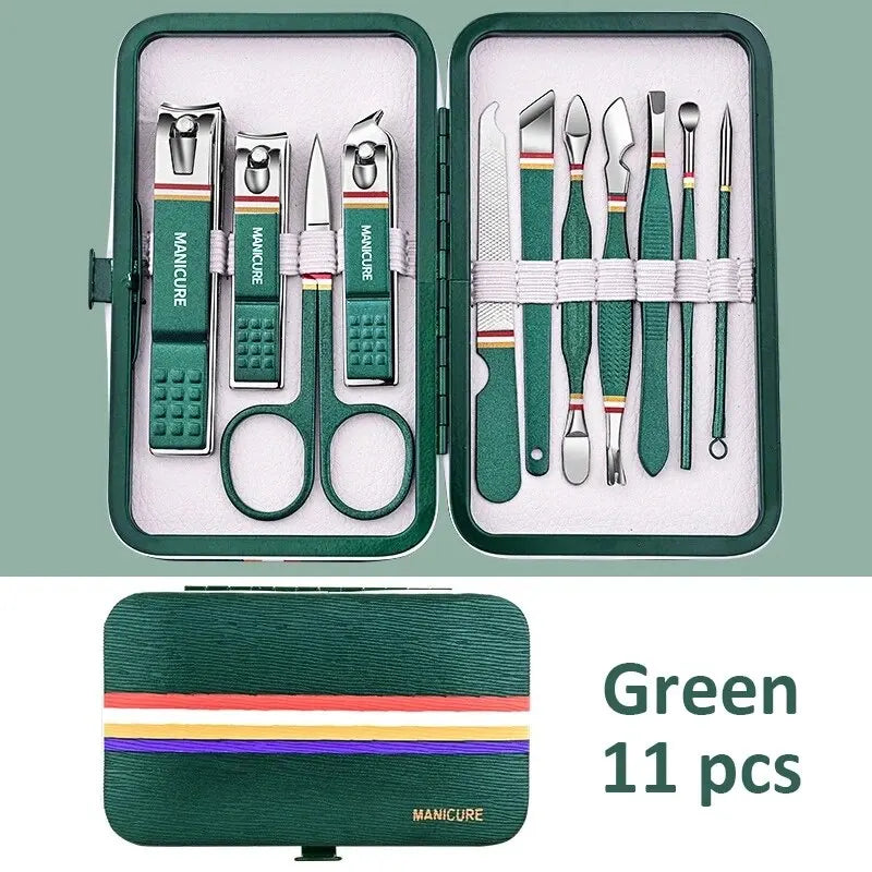 Ouriner 6-18tlg. Tragbare Maniküre-Sets Pediküre-Sets Glänzendes Schwarzes Nagelknipser-Set Persönliche Pflege Werkzeuge Augenbrauenschere