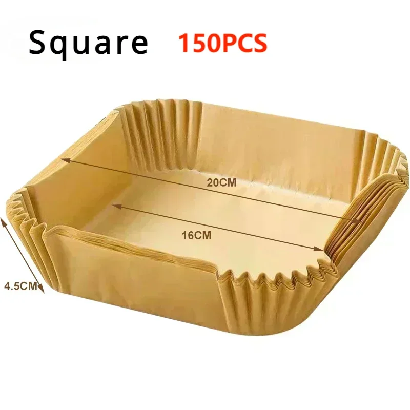 50/100PCS Einweg-Heißluftfritteusenpapier Quadratisch Rund Backpapier Grillplatte Antihaftmatte Küchenbackofen Öl absorbierendes Papierwerkzeug